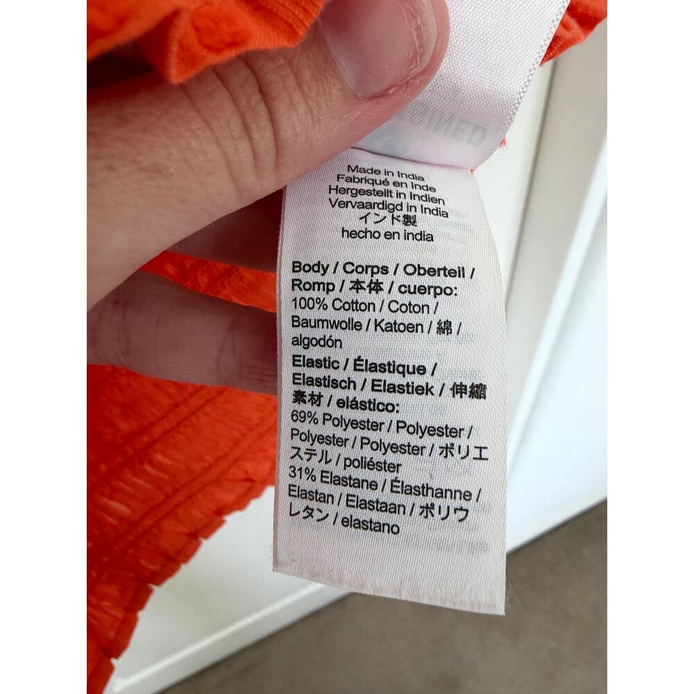 NWT J. Crew Puff Sleeve Textured Voile Smocked Top Orange XS - Picture 5 of 5